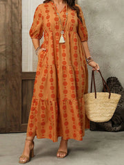 Cyflymder Women s Maxi Dress Stylish Sleeveless Floral Print V Neck A-Line Summer Dress with Side Pockets and Belt