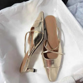 Cyflymder Women High Heels Slippers Pointed Toe Elegant Heeled Sandals for Woman Mules Shoes Fashion Party Shoes Causal Flip Flops Mujer