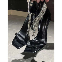 Cyflymder Unique Design Irregular Heel Ballet Style Lace Up High Heels Women Shallow Pointed Toe Elegant Sandals For Party Banquet Daily F