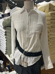 Cyflymder Linen Cotton Collar Buttons Blouse T-shirts Women Slim Casual White Long Sleeve Tees Girls Sweet Cute Preppy Style Y2K Crop Tops