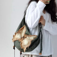 Cyflymder Patchwork Butterfly Vintage Hobo Bag Sweet Cool Girls Y2k Aesthetic Casual Shoulder Bags Women Streetwear Ins Crossbody Handbags