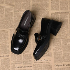 Cyflymder High Heels Loafers Fashion Spring Autumn Ladies Pumps Shallow Shoes Patent Leather Soft Sole Crystal Breathable Women Shoes