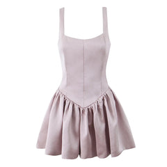 Cyflymder Puffy Pure Desire Sexy Flower Bud Dress Women's New 2025 French Style Slimming Short Dress Waist-Cinching Elegant Gown