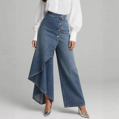 Cyflymder Spring Women's Clothing Slim Fit Solid Color Casual Printed Button Front Pants For Woman Woven High Waist Full Length Thick