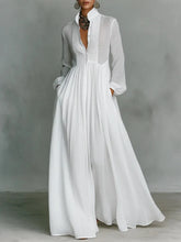Cyflymder Elegant Solid White Long Dress for Women's Single Breasted Pockets Behemian Vintage Stand Collar Spring Evening Dresses 2026