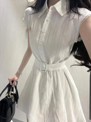 Cyflymder Summer Old Money French Ballet Core Mini Mori Dress Women Gyaru 2000s Aesthetic Retro Sleeveless Frocks Party Evening One Piece