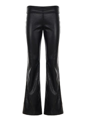 Cyflymder Street Style Faux Leather Pants Women Fashion Black Folded Waist Slim Fit Basic Trousers Autumn Winter Long Flare Pants