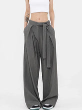 Cyflymder Gray Suit Wide Leg Pants Women Vintage Y2K High Waist Lace Up Trousers Casual Loose Design Fall Streetwear Retro Korean Pant New
