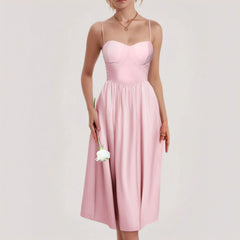 Cyflymder Women Elegant Prom Dress Spaghetti Strap Lace Up Backless High Waist Evening Party Dress Sleeveless Solid Cocktail Vestidos
