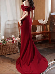 Cyflymder Customized One Shoulder Slim Waist Pleated Flower Design Wedding Party Dress Temperament Cross Lace-up Prom Vestidos Trumpet Wom