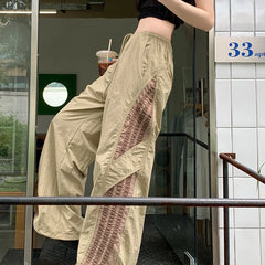 Cyflymder Summer Thin Striped Men's Sweatpants Trendy Brand Loose-Fit Cargo Pants Casual Straight-Leg Pants Three-Stripe Ice Silk Quick-Dr