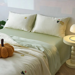 Cyflymder High-End 100% Tencel Skin-Friendly Bedding Sets Luxury Embroidery Cooling Comforter Set Smooth Ultra Soft Bed Linens for Summer
