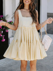 Cyflymder Women s Sleeveless V-Neck Floral Print Ruffle Hem Mini Dress Summer Beach Casual Sundress with Adjustable Straps