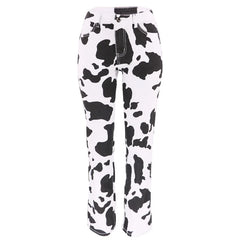 Cyflymder Cow Print High Waist Straight Jeans Women New Comfortable Casual Denim Pants Female Four Seasons Trousers Trend Streetwear