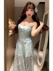 Cyflymder Dresses Women Floral Printed Sleeveless Holiday Slash Neck Sexy Sweet Bandage Backless Elegant Party Dress Ladies