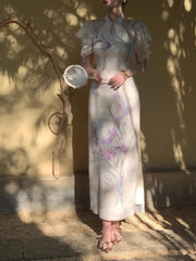 Cyflymder Chinese Style Improved Cheongsam Spring Summer New Retro Hollow Out Temperament Dress Short Sleeve Slim Qipao Dresses