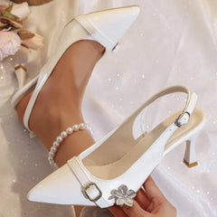 Cyflymder Summer New Fashion Buckle Latch Pointed High Heels Women's Sandals Casual Shallow Mouth Shoe Fashion Elegant Ladies Shoes