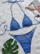 Cyflymder Shiny Diamond Party Bikini Two-Piece Set Women's Sexy Solid Color Lace-up Swimwear Beach Female Summer New