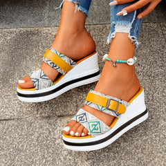 Cyflymder Summer New Women's Wedge Slippers Sandals Outdoor Beach Casual Shoes Women's Durable Slippers