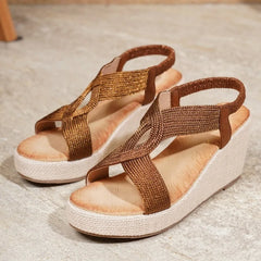 Cyflymder New Fashion Flat Woman Sandals Shoes Round Toe Summer Shoes Slip on Size Waterproof Platform Sandals Female