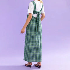 Cyflymder y2k Tank Dress Women Classic Plaid Print Square Neck Wide Shoulder Strap Long Dress Casual Party Dresses Streetwear