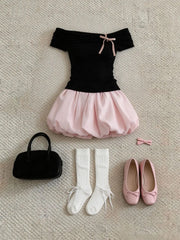Cyflymder Sweet Dress 2-Piece Set Y2k Punk 2000s Crop Top+Mini Skirt Elegant Party Dresses Harajuku Short Sleeves Hot Girl Dresses Summer