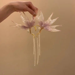 Cyflymder Summer Sweet Fairy Cosplay Hanfu Accessories Female Mermaid Earrings Ear Hook Elf Tassel Hair Accessories Photography Props