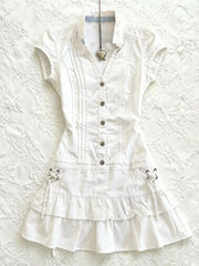Cyflymder Y2K Aesthetic Lolita Dress Women Cute Japanese Harajuku Ruffle Mini Dress Sweet Daily Holiday Party Wear Outfit