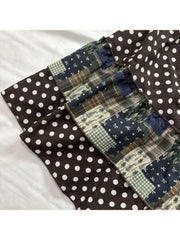 Cyflymder Vintage Japanese Patchwork Plaid Print High Waist Button All Match A-LINE Skirts