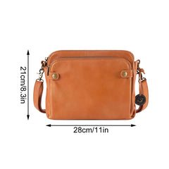 Cyflymder Ladies' Shoulder Crossbody Bag Vintage Handmade Leather Square Messenger Bag Fashion Classic Simple Daily Or Business Bag