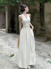 Cyflymder plus Size V-Ne Svel Dr Women Summer 2025 New Sle Slimming Waist High Waist A-Line Long Dr for Vaion