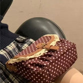 Cyflymder Cute Dot Lace Underarm Bag Women New Vintage Canvas Handbag Harajuku Aesthetic Japanese Style Sweet Brown Shoulder Bags Ladies