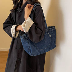 Cyflymder Casual Zipper Denim Ladies Top-Handle Bags Commuting Shoulder Bags for Women Hot Sale concise Bolsas Femininas