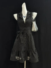 Cyflymder Summer New Black Dress Waist Spice Girl Style Skirt