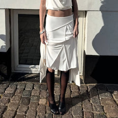 Cyflymder Street Split Splicing Skirt Women's Hem Irregular Loose Babes Mid-length Skirt