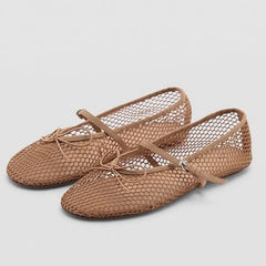 Cyflymder Mesh Summer Ballet Flats Shoes Women Buckle Strap Breathable New Flats Shoes Ladies Black Mary Janes Footwear Loafers