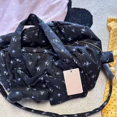 Cyflymder Sweet Cute Harajuku Bow Tote Bag Women Floral Large Capacity Handbag Ladies Casual Travel Versatile Shoulder Crossbody Bag Chic