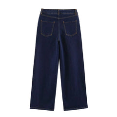 Cyflymder New Fashion Spring Autumn Men Women Denim Pants Old Blue Washed Female Jeans Straight Casual Menwear Loose Wide Leg Trousers
