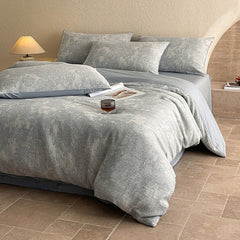 Cyflymder Light Luxury Soft Thick 100% Cotton Flat Sheet Sets Satin Jacquard Silky Bedding Set for Seasons Single Double Bed Comfort Set