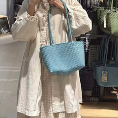 Cyflymder Korean Hand-Woven Women's Shoulder Bags,Designer Lightweight Breathable Versatile Daily Handbags,Large Capacity Casual Tote Bag