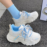 Cyflymder Chunky Platform Sports Shoes Women Spring Autumn Korean Mesh Breathable Sneakers Woman Mix Color Lace Up Casual Shoes Female