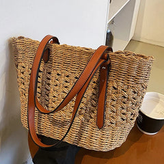 Cyflymder Trendy Straw Weave Bag for Women 2025 Summer Brand Designer Female Handbags Luxury Shoulder Bag Fashion Beach Basket Simple Bag