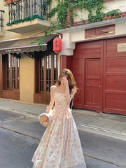 Cyflymder Fairy Sling Dress Women Summer Floral Sleeveless Backless Slim Waist A-line Party Dresses Elegant Sweet Beach Vestidos