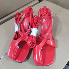 Cyflymder Summer spilt toe women sandals high heel lace up slides