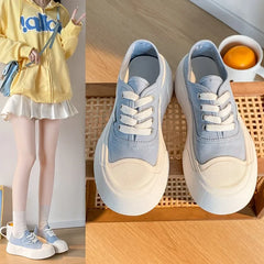 Cyflymder Thick Bottom Canva Shoes Women's New Style White Sneakers Women's Thick Bottom Sports Shoes Student Father