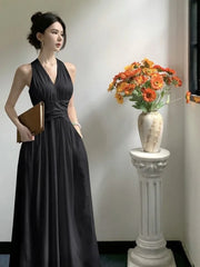 Cyflymder plus Size V-Ne Svel Dr Women Summer 2025 New Sle Slimming Waist High Waist A-Line Long Dr for Vaion