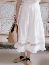 Cyflymder Boho Inspired white skirt women cotton midi skirt spring summer skirt streetwear cotton elegant long skirts for women