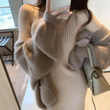 Cyflymder Suspended Sweater Dress Women Slim Fit Mid Length Wrapped Hip Spring Autumn Knitted Tank Dresses Solid Elegant Vestidos