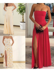 Cyflymder Elegant Floral Print Off Shoulder Maxi Dress with High Side Slit and Sleeveless Design for Evening Party or Clubwear