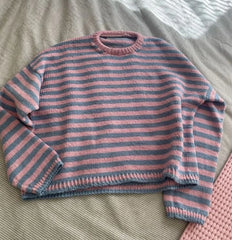 Cyflymder Aesthetic Vintage Y2K Lovely Knit Sweater Sweet Harajuku Korean Classic Solid Pullover Fashion Stripes Knitwear Tide Maiden Tops